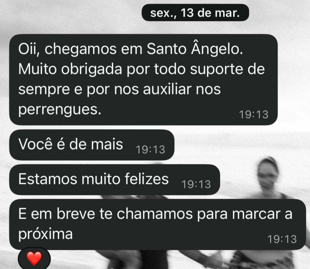 Feedback de cliente da Cocriar sobre a viagem